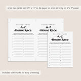 Housewarming A-Z Race Printable
