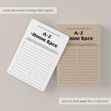 Housewarming A-Z Race Printable