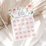 Blush Floral Baby Bingo Cards Prefilled, Blank and Game Template