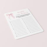 Coquette Pink Bow Name Race Game Printable