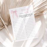 Coquette Pink Bow Name Race Game Printable
