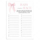 Coquette Pink Bow Name Race Game Printable by LittleSizzle