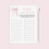 Coquette Pink Bow Name Race Game Printable by LittleSizzle