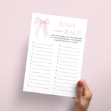 Coquette Pink Bow Name Race Game Printable