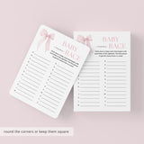 Coquette Pink Bow Name Race Game Printable