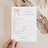 Pink Coquette Baby Shower Predictions Cards Printable