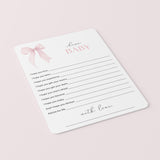 Girl Baby Shower Games Printable Pink Bow Themed