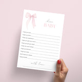 Girl Baby Shower Games Printable Pink Bow Themed