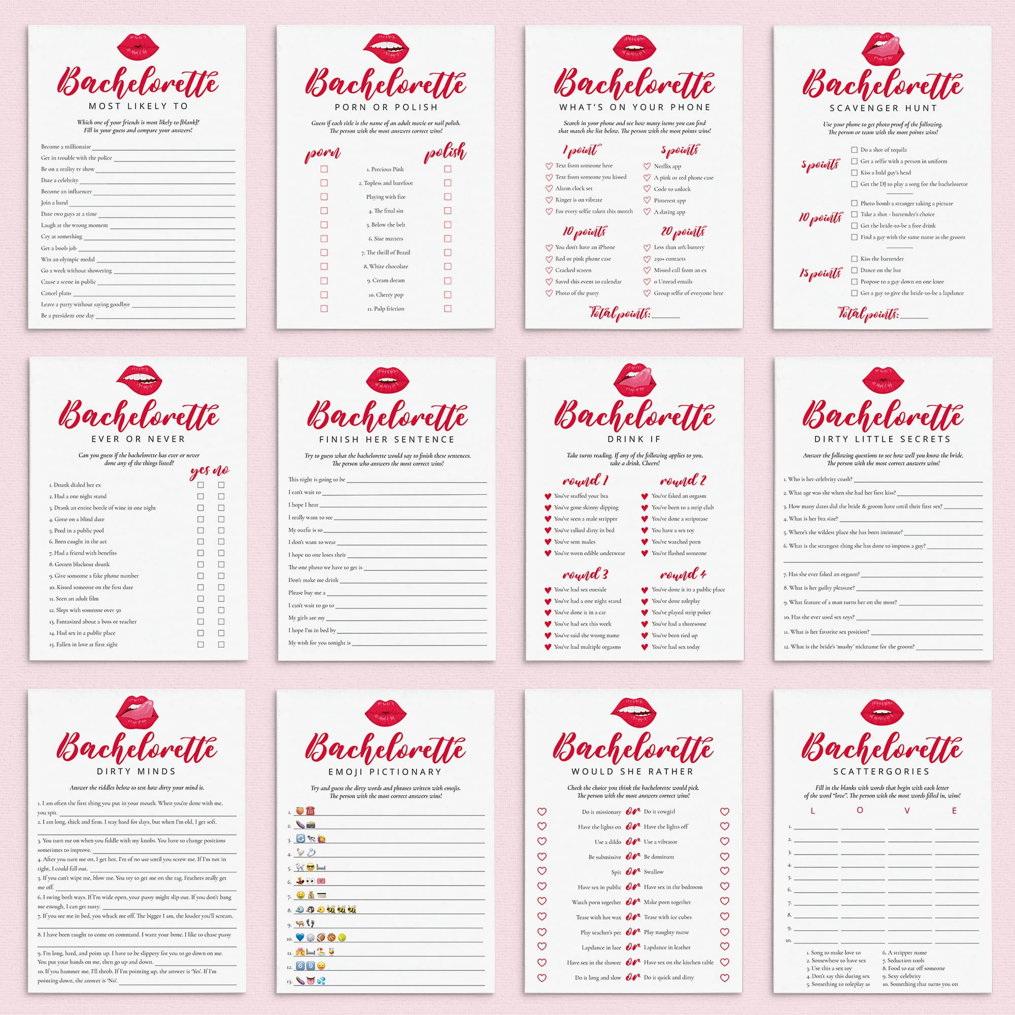 Bachelorette Party Games Bundle Digital Download by LittleSizzle