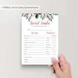 12 Holiday Party Games Printable Greenery Theme Christmas + FREE Secret Santa Questionnaire