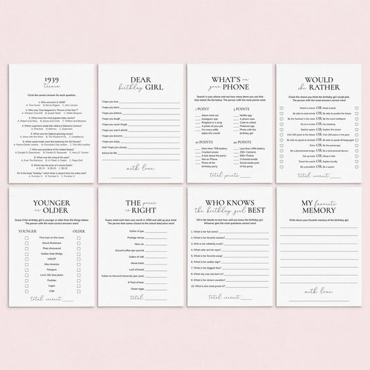 Born in 1939 Birthday Games for Her Printable by LittleSizzle