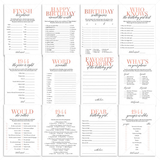 Born In 1944 81st Birthday Party Games Bundle For Women by LittleSizzle
