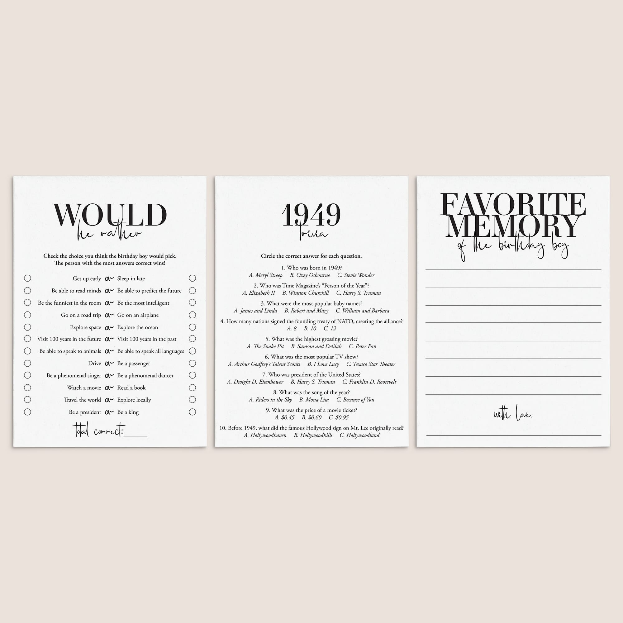 76th Birthday Games For Him Born in 1949 by LittleSizzle