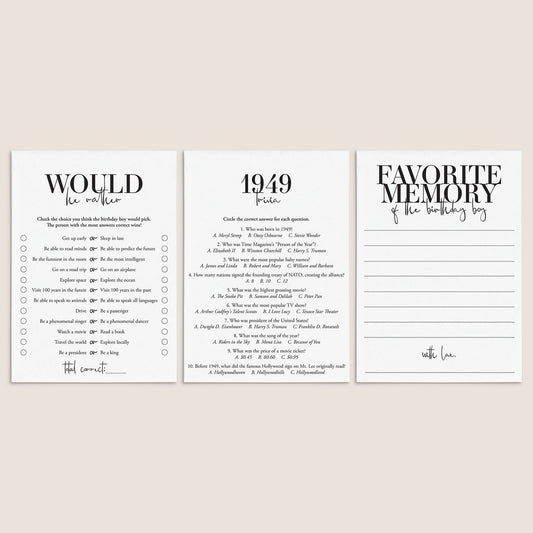 76th Birthday Games For Him Born in 1949 by LittleSizzle