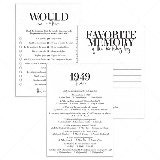 76th Birthday Games For Him Born in 1949 by LittleSizzle