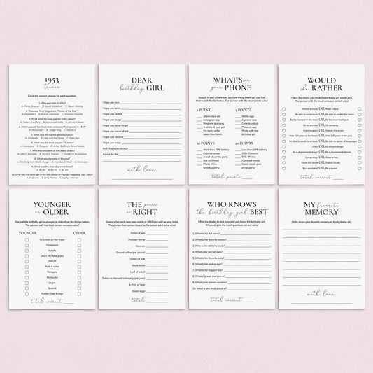 Born in 1953 Birthday Games for Her Printable by LittleSizzle