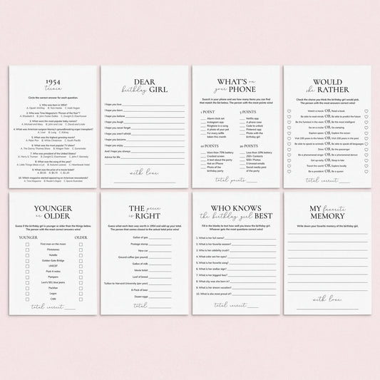 Born in 1954 Birthday Games for Her Printable by LittleSizzle