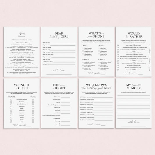 Born in 1964 Birthday Games for Her Printable by LittleSizzle