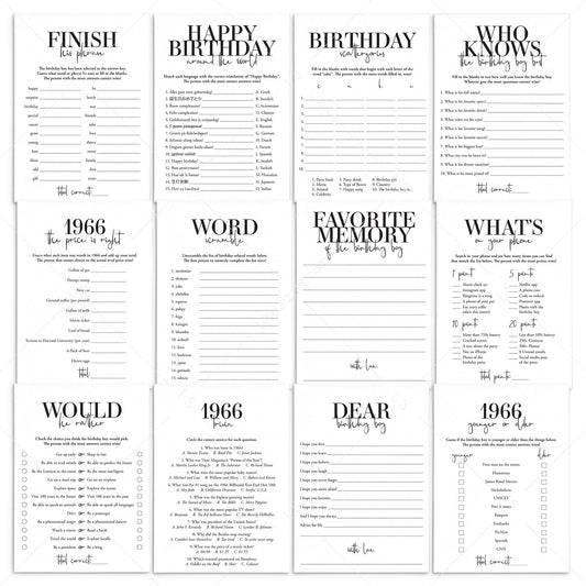 Born in 1966 60th Birthday Party Games Bundle For Men by LittleSizzle