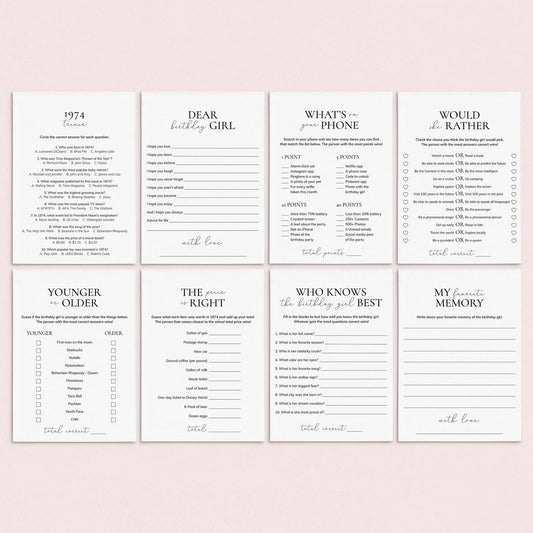 Born in 1974 Birthday Games for Her Printable by LittleSizzle