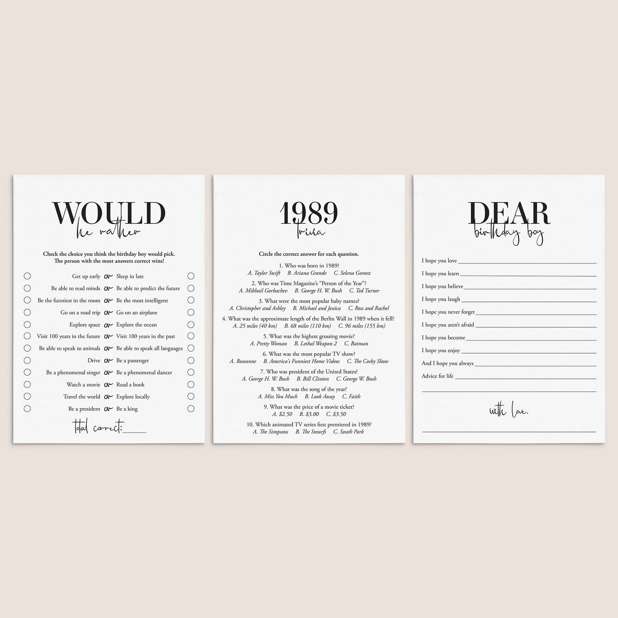 36th Birthday Games For Him Born in 1989 by LittleSizzle
