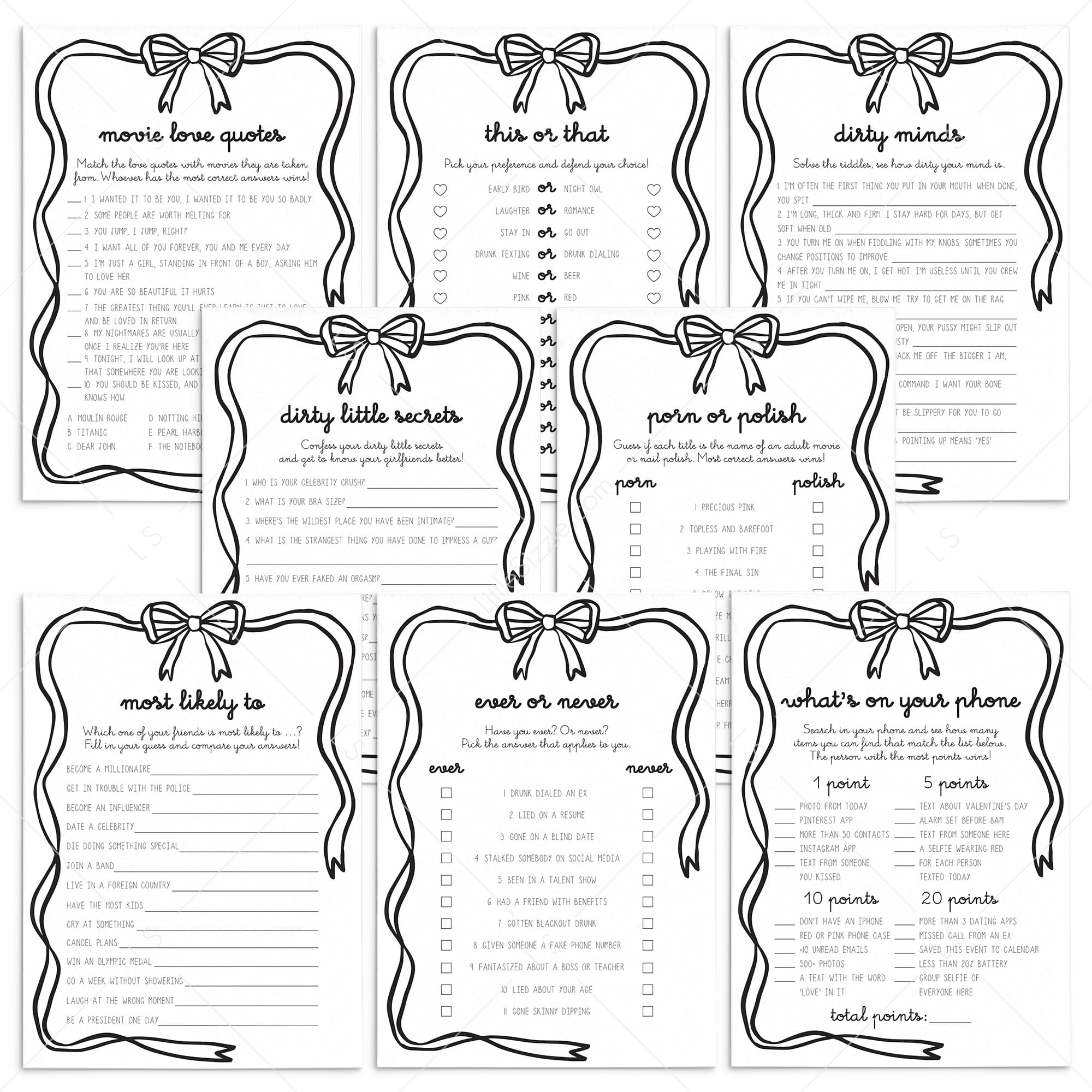 Bow Galentine's Day Games Bundle Printable by LittleSizzle