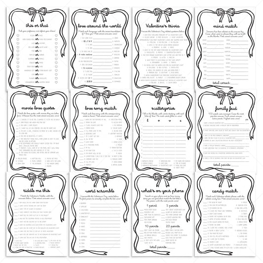 Bow Valentine's Day Games Printable Valentines Party Ideas by LittleSizzle