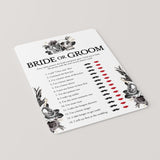 Gothic Wedding Shower Game Bride or Groom Printable