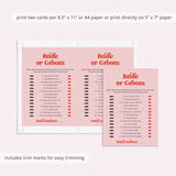 Bride or Groom Questions Pink and Red Bridal Shower Game