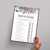 Halloween Theme Floral Bridal Shower Game Bride or Groom