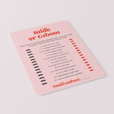 Bride or Groom Questions Pink and Red Bridal Shower Game