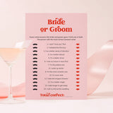 Bride or Groom Questions Pink and Red Bridal Shower Game