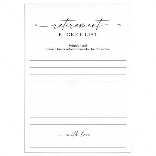 Printable Retirement Bucket List Suggestion Cards by LittleSizzle