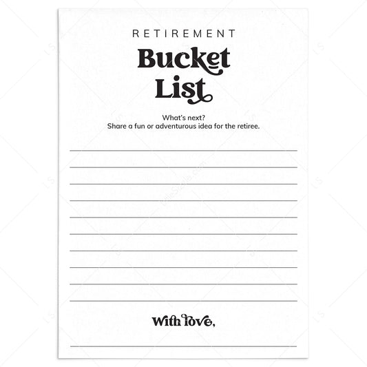 Retirement Bucket List Printable | Digital Download by LittleSizzle