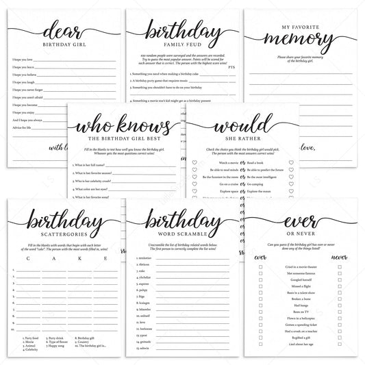 8 Birthday Party Games for Women Printable by LittleSizzle