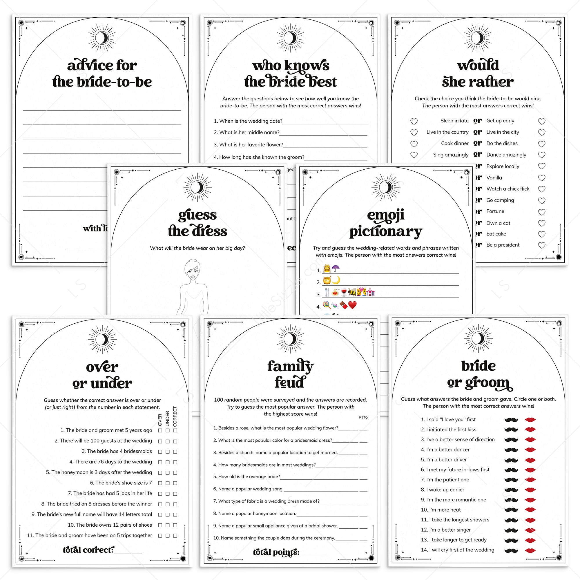 Celestial Bridal Shower Games Bundle Printable by LittleSizzle