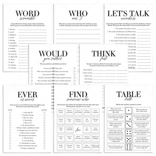 Class Reunion Games Bundle Printable by LittleSizzle