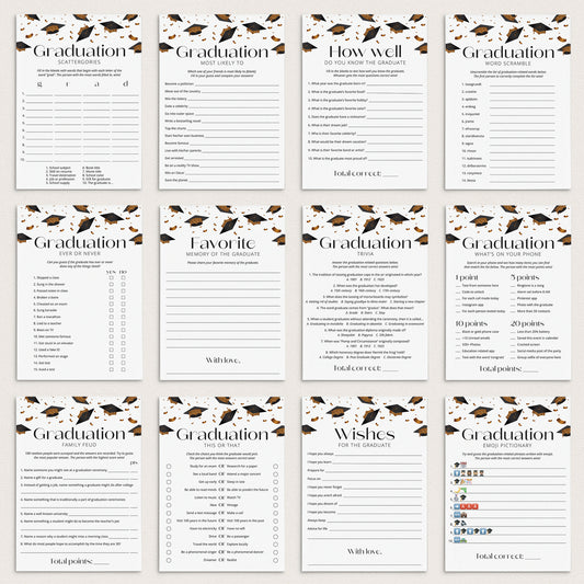 12 Graduation Party Games Printable by LittleSizzle