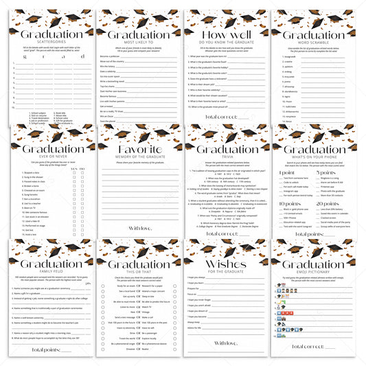 12 Graduation Party Games Printable by LittleSizzle