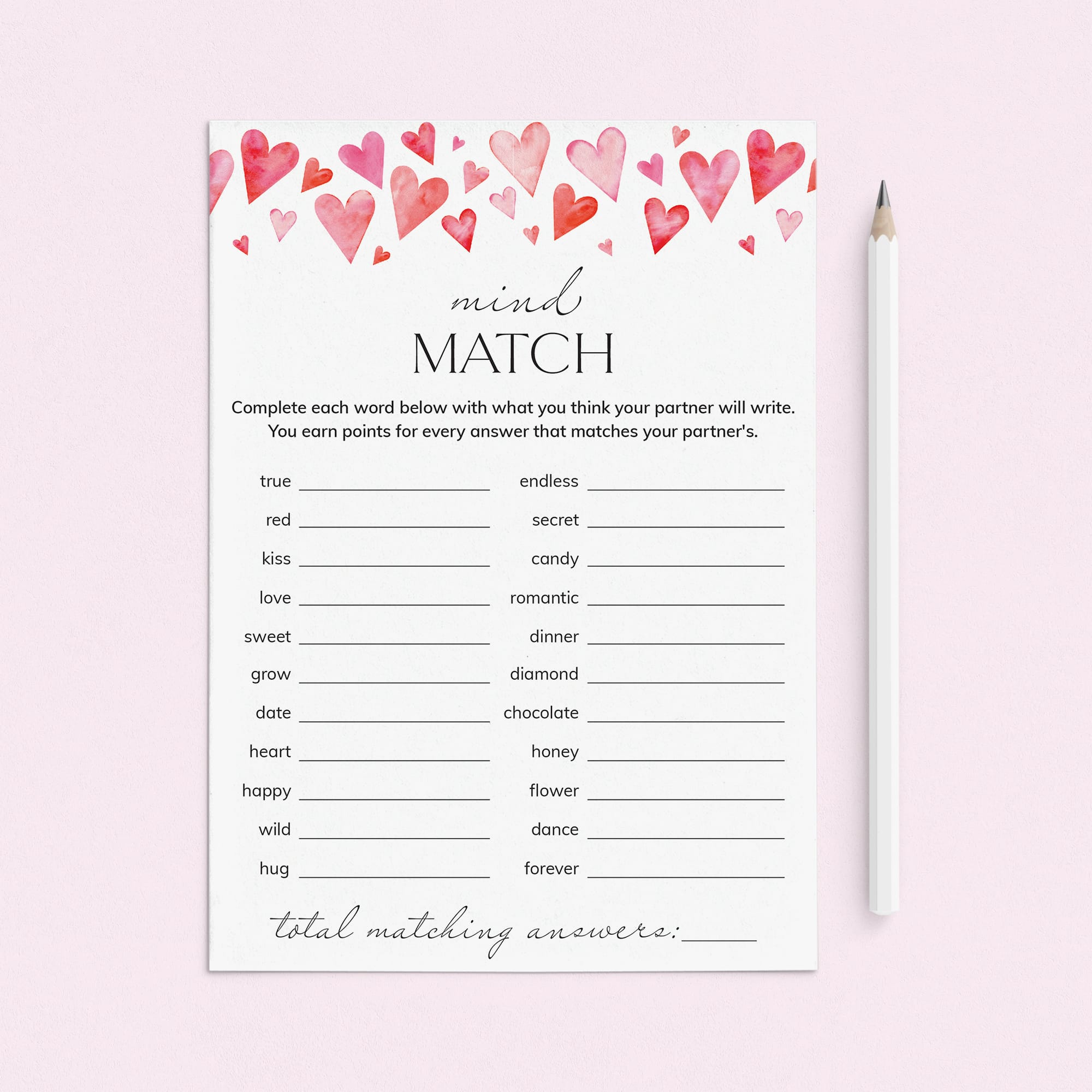 Date Night Game for Couples Mind Match by LittleSizzle