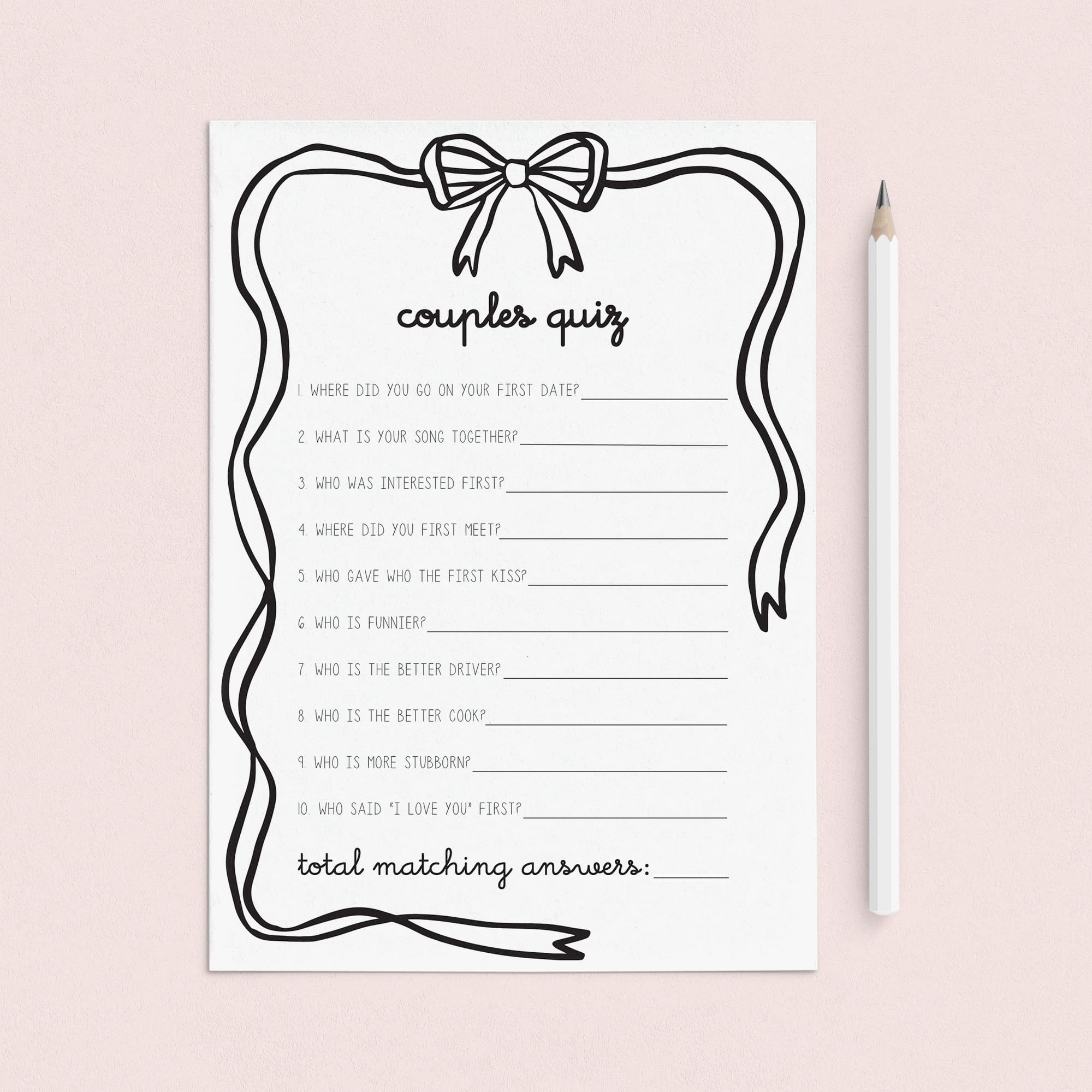 Printable Couple Quiz by LittleSizzle