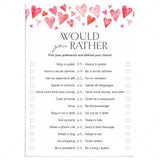 Would You Rather for Couples Game Printable by LittleSizzle