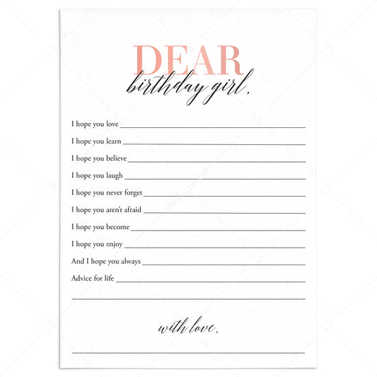 Wishes For Birthday Girl Cards Instant Download by LittleSizzle