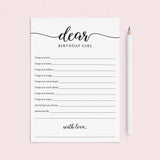 Birthday Girl Wishes and Advice Card Printable by LittleSizzle
