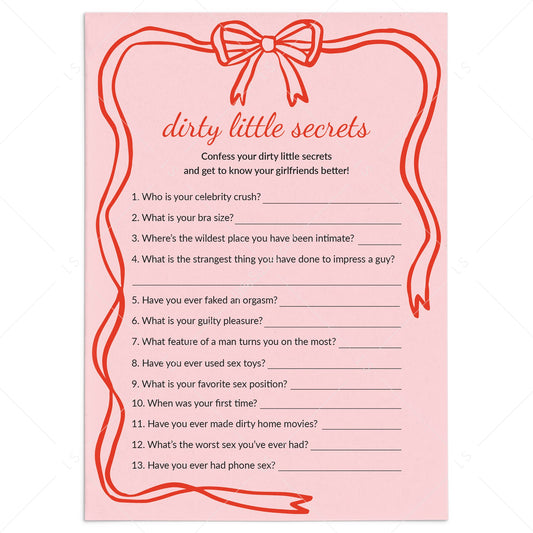 Adult Ladies Night Game Dirty Little Secrets Printable PDF by LittleSizzle