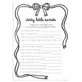 Dirty Little Secrets Adult Galentine's Game Printable Coquette Theme by LittleSizzle