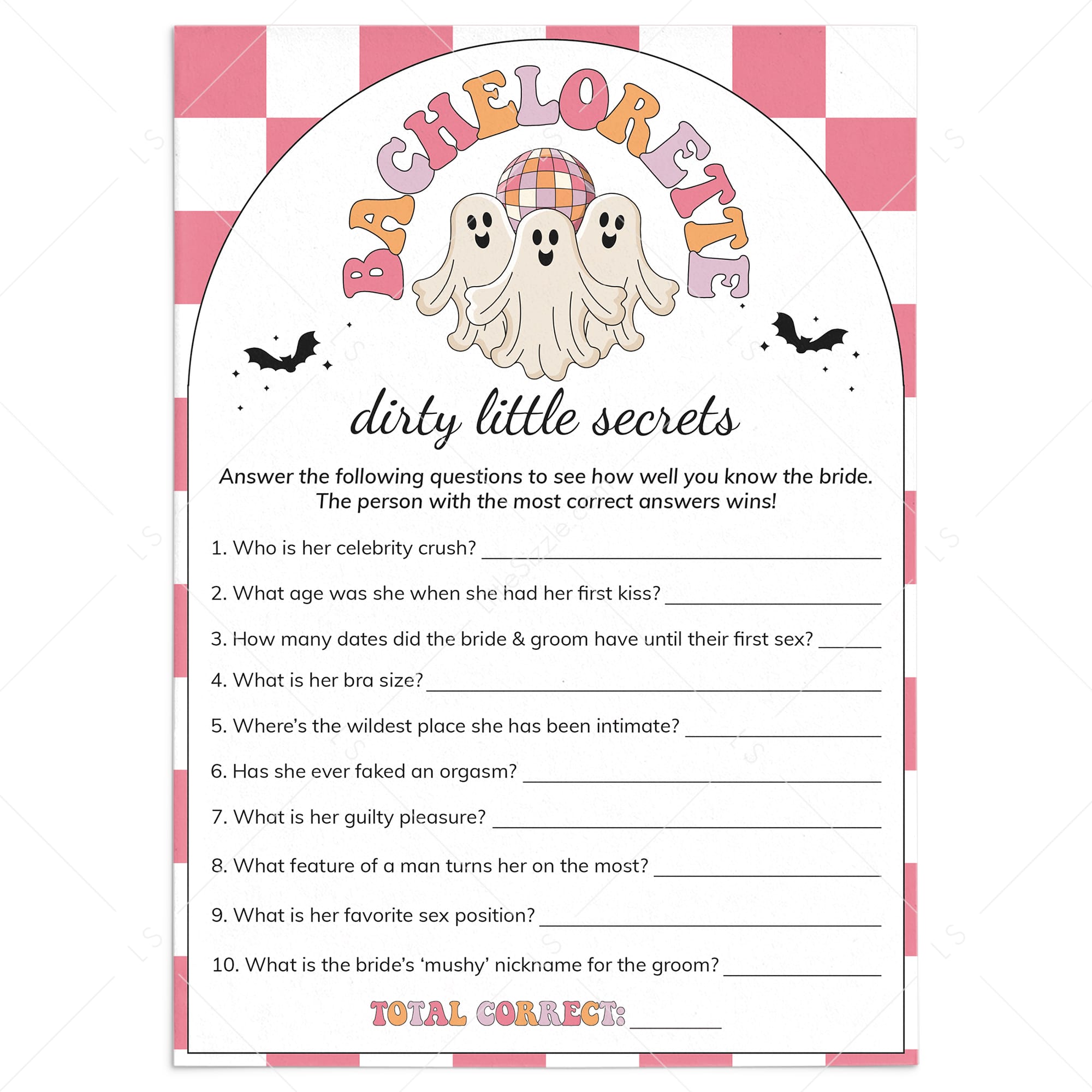 Boochelorette Party Game Dirty Little Secrets Printable by LittleSizzle