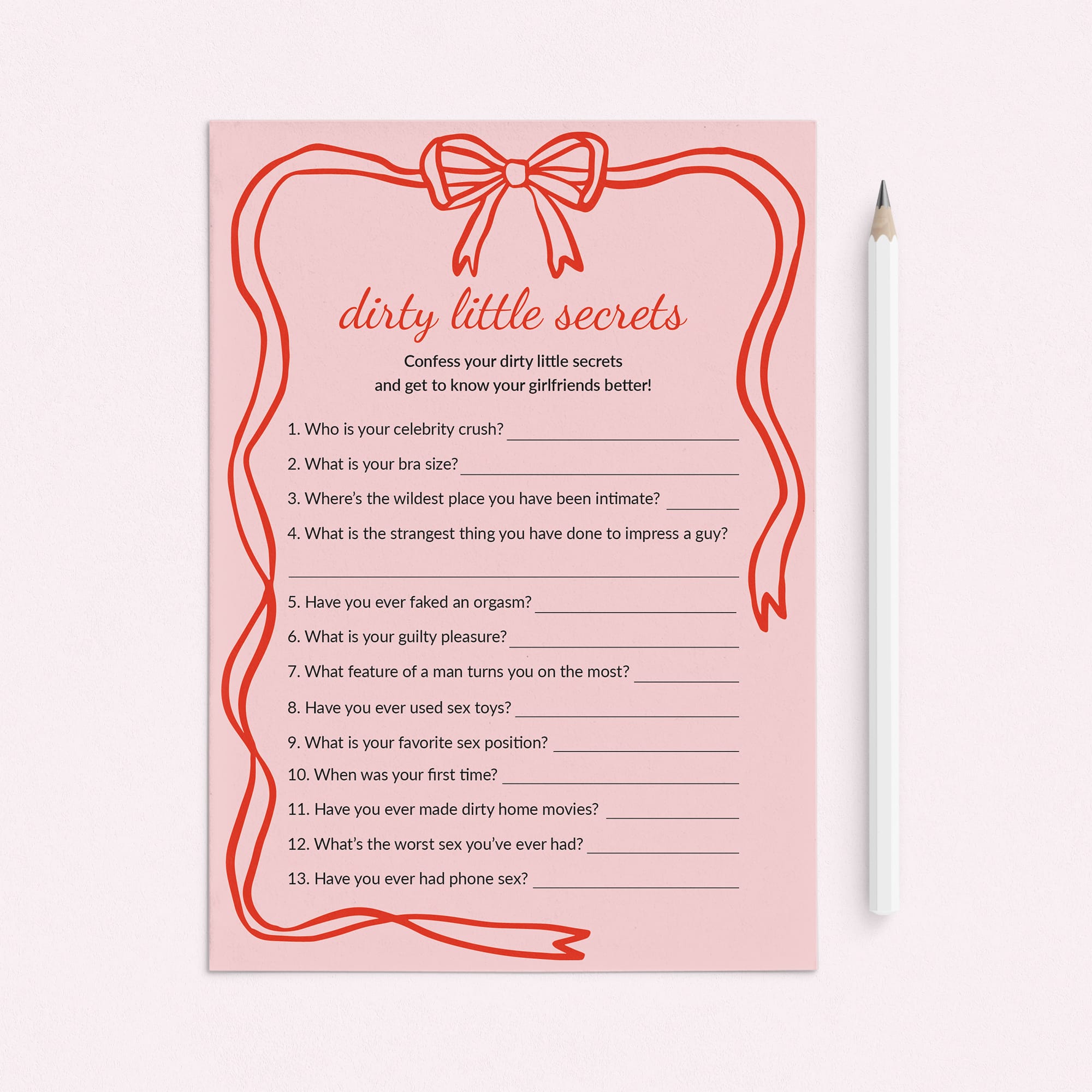 Adult Ladies Night Game Dirty Little Secrets Printable PDF by LittleSizzle