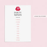 Dirty Mind Game Questions and Answers Printable