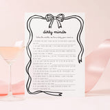 Dirty Mind Adult Party Game Printable Coquette Black Bow